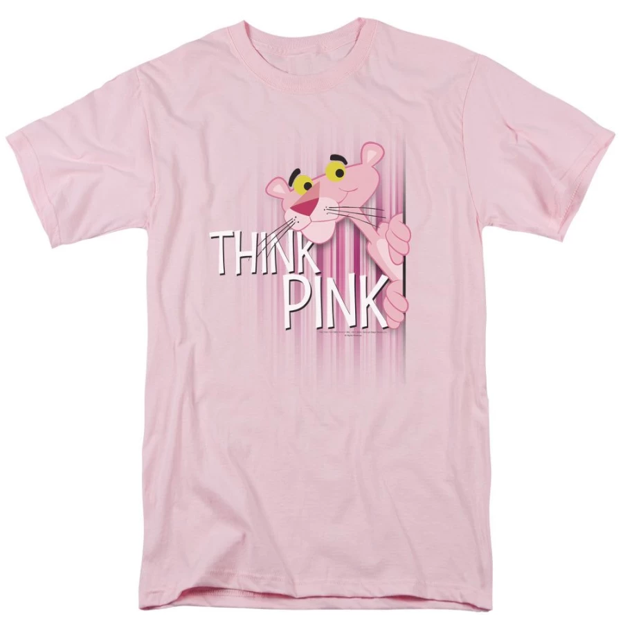 MeTV Custom Classics Pink Panther Think Pink T-Shirt - Vintage Cartoon Graphic Tee