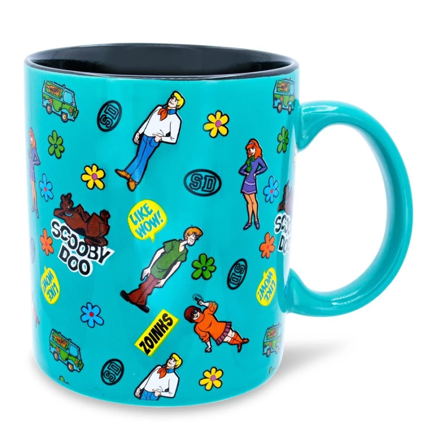"Toynk Scooby-Doo 20oz Ceramic Mug with Fun Sticker Pattern – Collectible Cartoon Drinkware"