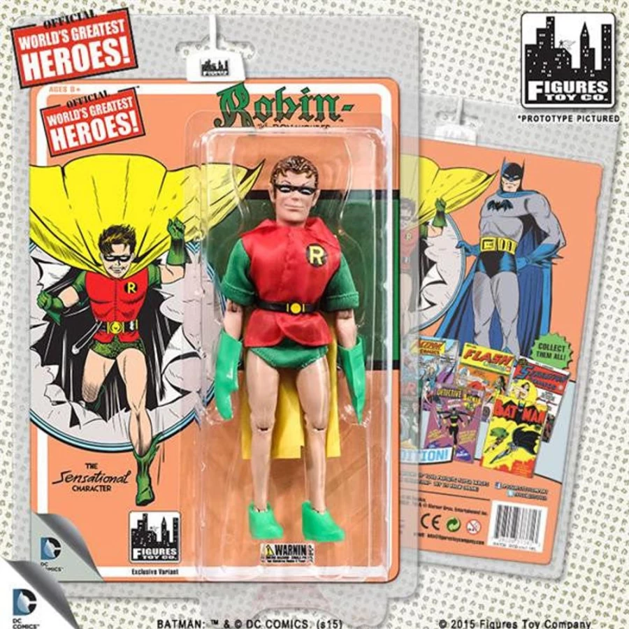 MeTV Figures DC Comics Retro "First Appearances" Series 1 Robin Action Figure with Yellow Cape - Collectible Vintage Superhero Toy