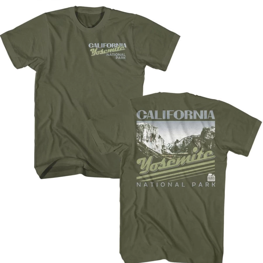 "MeTV Custom Brands Unisex National Parks Yosemite Stripes T-Shirt (Front & Back Design)"