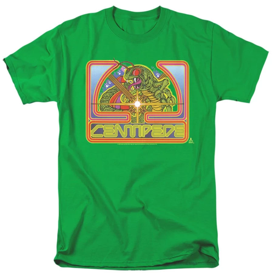 MeTV Custom Classics Unisex Atari Centipede Green Retro Gaming T-Shirt