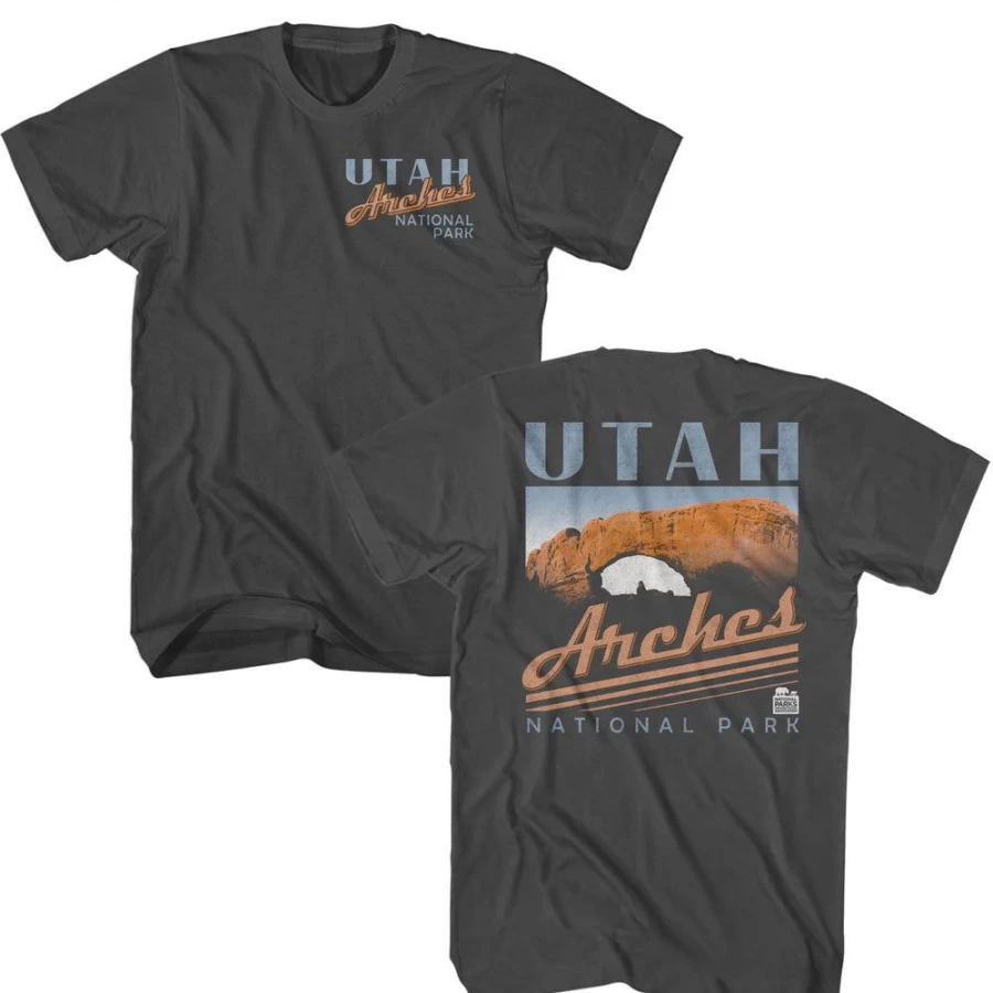 "MeTV Custom Brands Unisex National Parks Utah Arches Stripes T-Shirt (Front & Back Design)"