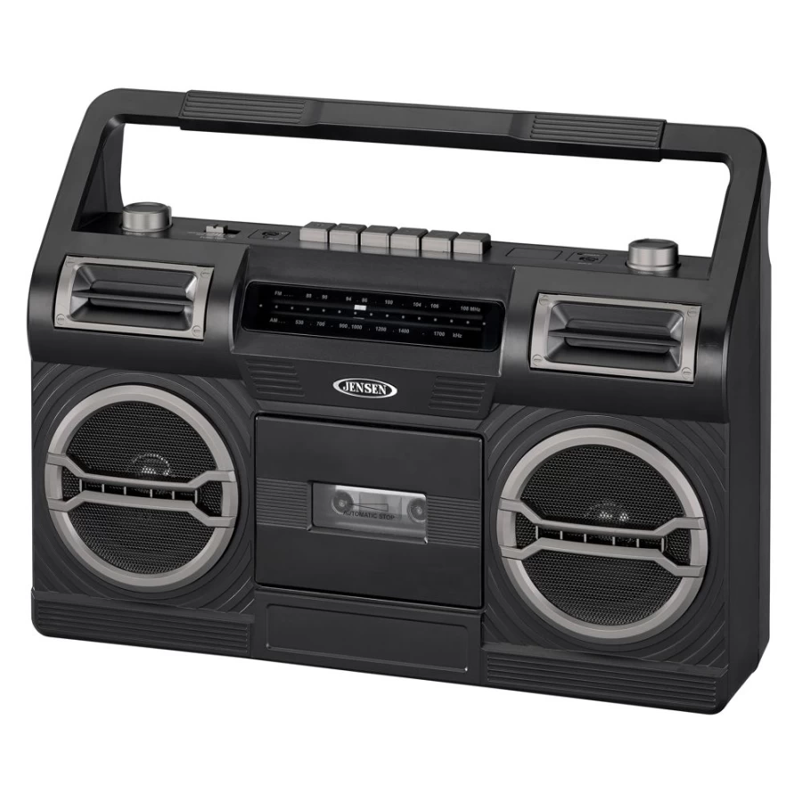 Jensen Portable AM/FM Radio with Cassette Player Recorder - Built-In Speakers, Vintage Style Audio Player