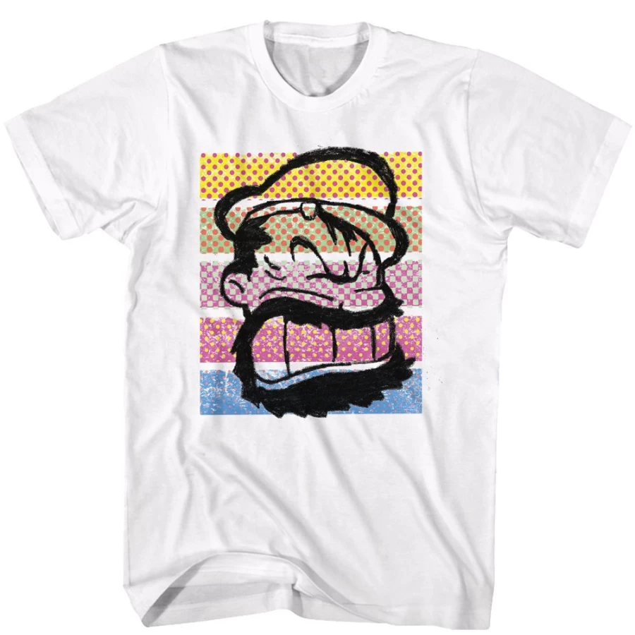 MeTV Custom Brands Popeye Brutus Color Stripes T-Shirt - Vintage Cartoon Character Graphic Tee