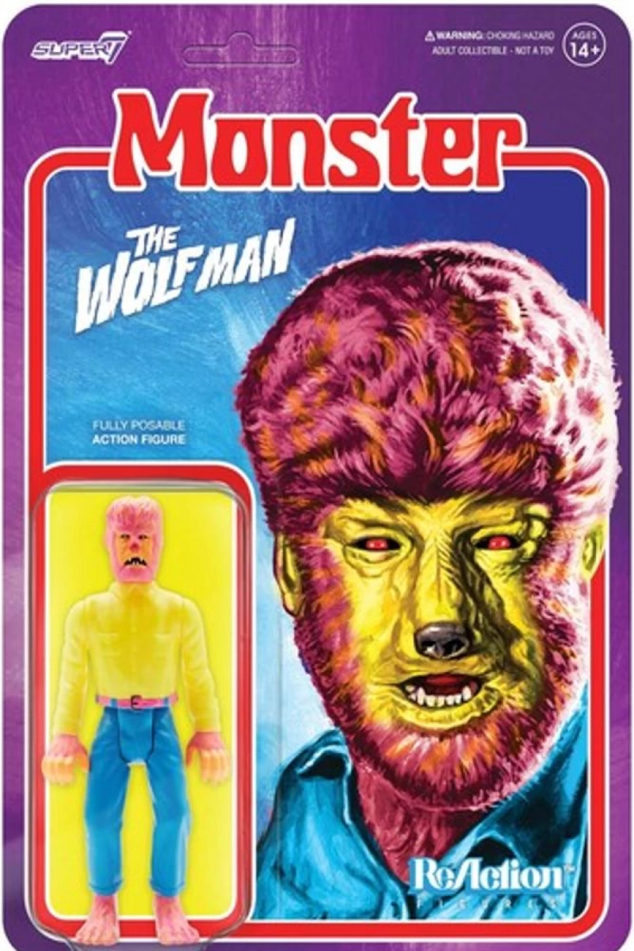 MeTV Entertainment Super7 Universal Monsters Reaction Figure - The Wolf Man (Costume Colors Edition) Collectible Toy