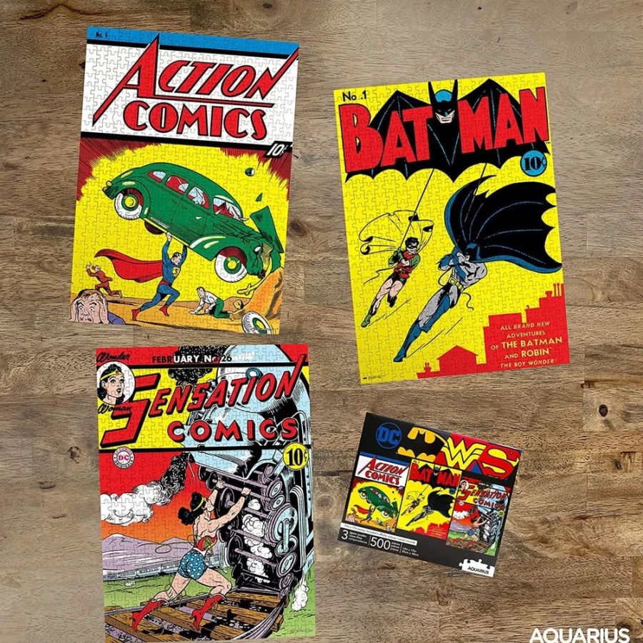 Toynk DC Comics 500-Piece Jigsaw Puzzle Set of 3 | Batman, Superman, Wonder Woman Collectible Puzzles