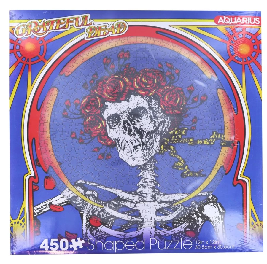 Grateful Dead Skull & Roses 450-Piece Jigsaw Puzzle by Toynk - Vintage Record Disc Design