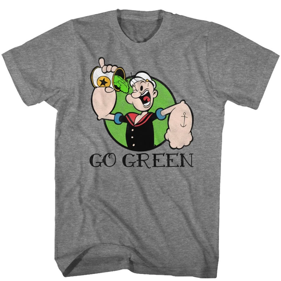 MeTV Custom Brands Popeye Go Green Spinach Inspired T-Shirt - Eco-Friendly Apparel
