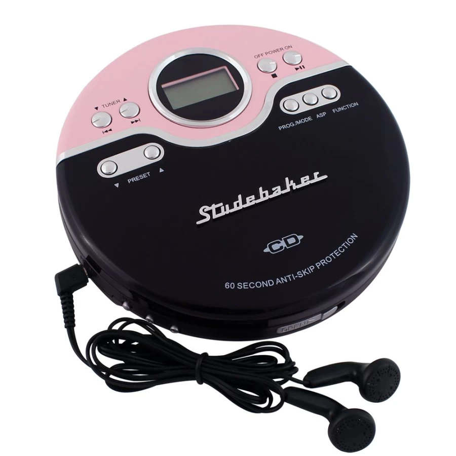 Studebaker Vintage Portable CD Player with FM Radio and Jogging Clip for On-the-Go Music
