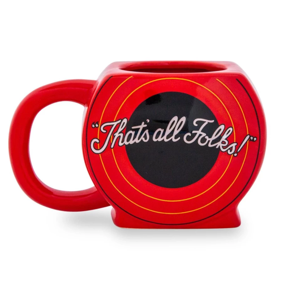 Toynk Looney Tunes 20oz Ceramic Mug - "That's All Folks" Sculpted Collectible Cup