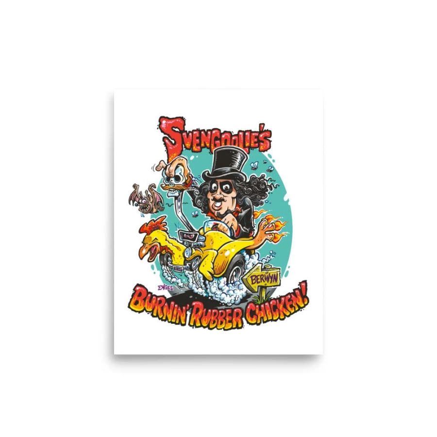 "Jim Engel's Svengoolie Burnin' Rubber Chicken Art Print | 2022 Series | MeTV Custom Products Collectible"