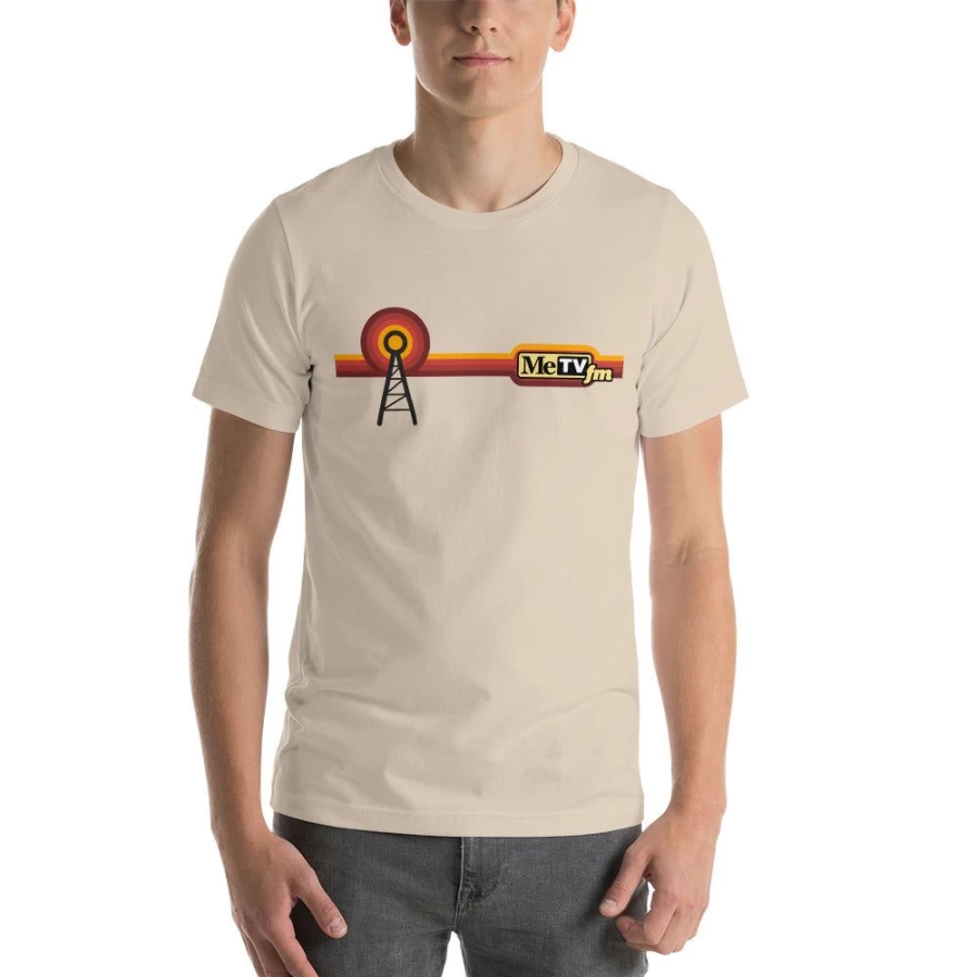 MeTV Custom Products Unisex Radio Tower Graphic T-Shirt - FM & Metv Vintage Design Tee