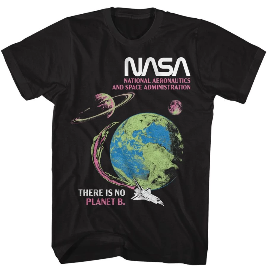 "MeTV Custom Brands Unisex NASA Graphic Tee - There Is No Planet B Earth Day Shirt"