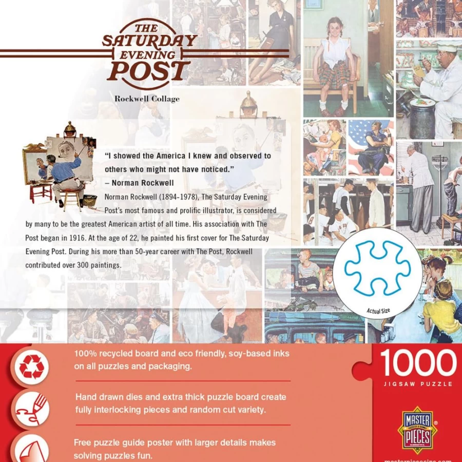"Toynk 1000-Piece Jigsaw Puzzle - Saturday Evening Post Rockwell Collage Collectible Art Puzzle"